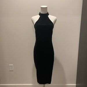 Express Black Midi Halter Dress